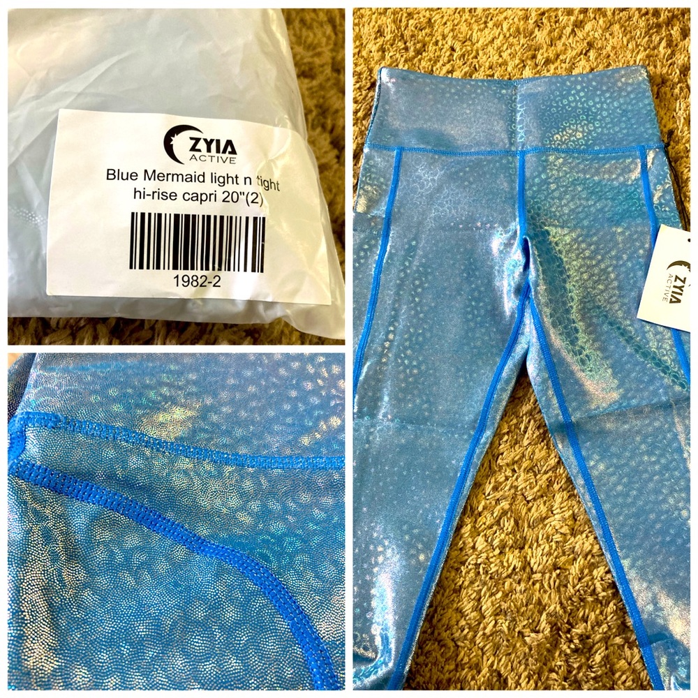 Blue Mermaid Pocket Light n Tight Hi-Rise Capri 20" size 2